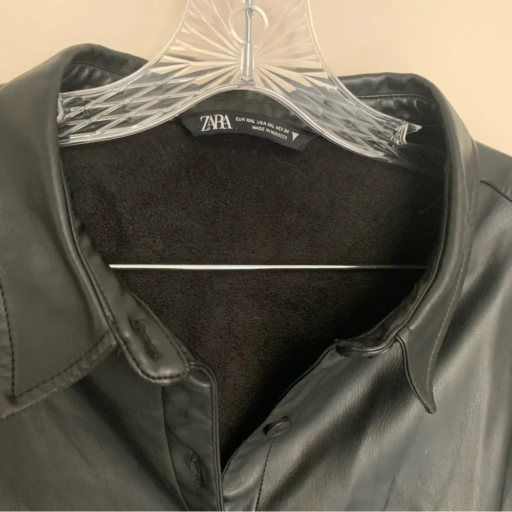 NWOT Zara Black Faux Leather Cropped Jacket XXL - Picture 4 of 14